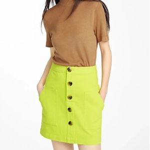 Neon green eco-friendly organic cotton cargo denim mini skirt NWT